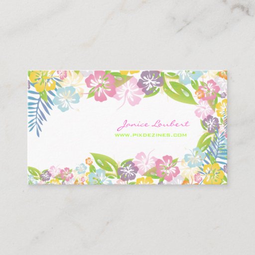 Customizable Retro bold tropical flowers/eggshell stock business card