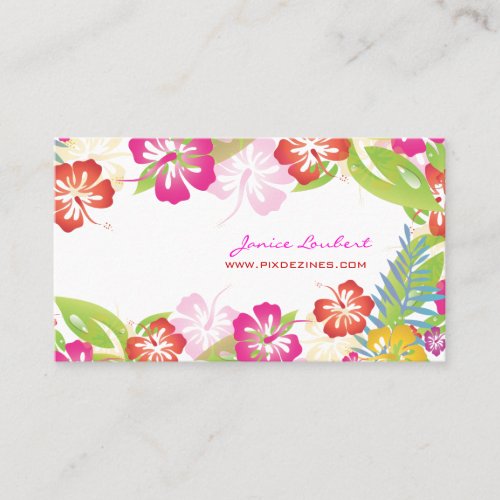 Retro bold tropical flowers/gold stock business card template