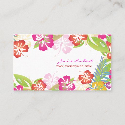 Customizable Retro bold tropical flowers/gold stock business card template