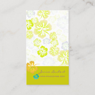 RETRO BOLD TROPICAL FLOWERS, HIBISCUS BUSINESS CARD