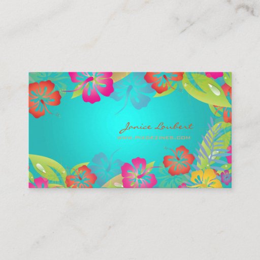 Customizable Retro bold tropical flowers business card
