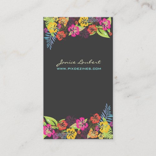 Retro bold tropical flowers calling card business card