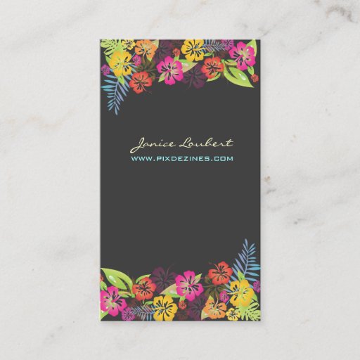 Customizable Retro bold tropical flowers calling card business card