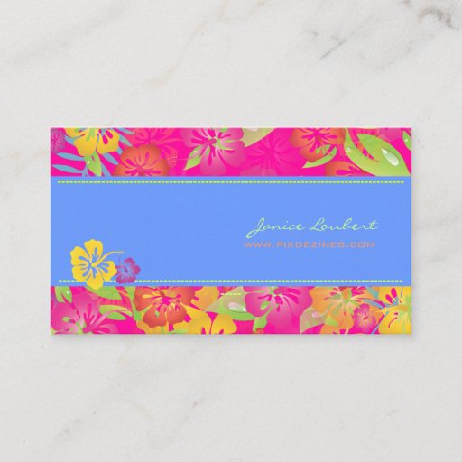 Customizable Retro bold tropical flowers business cards