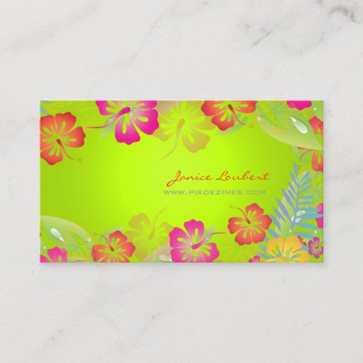 Customizable Retro bold tropical flowers business card template