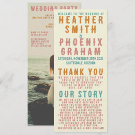 Retro Bold Typography Bright Photo Wedding Program