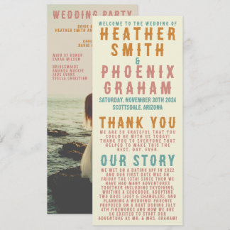 Retro Bold Typography Bright Photo Wedding Program