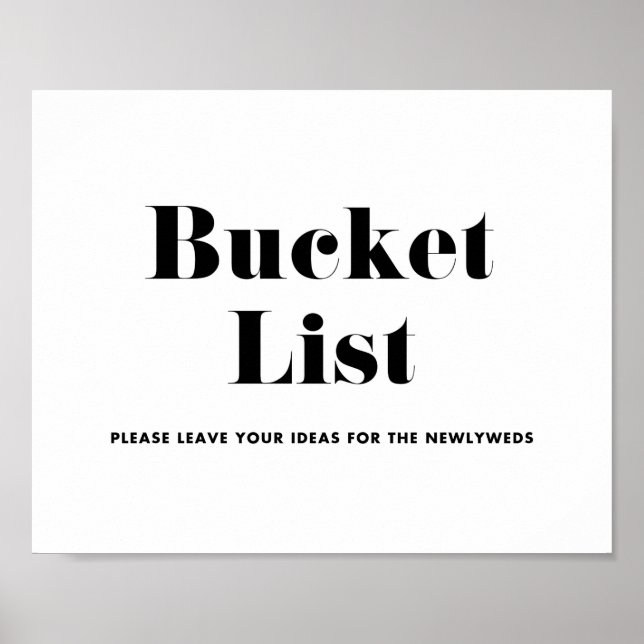 Retro Bold Typography Wedding Bucket List Poster (Front)