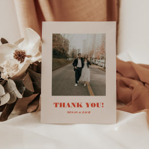 Retro Bold Typography Wedding Photo Thank You Card