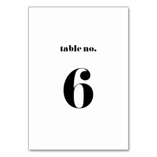 Retro Bold Typography Wedding Table Number 6 Card