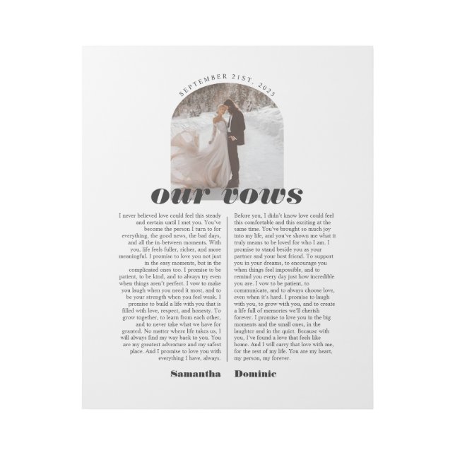 Retro Bold Wedding Vows Arch Photo Gallery Wrap (Front)