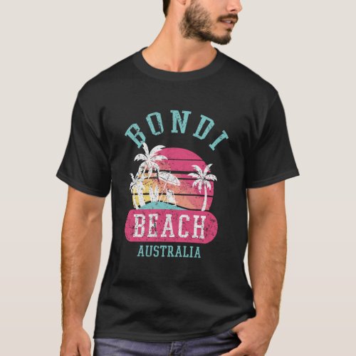 Retro Bondi Beach Australia Distressed Graphic Des T_Shirt