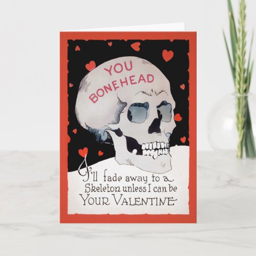 Retro Bonehead Valentines Day Card