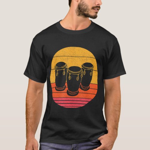 Retro Bongo drum Musical instrument Vintagetyle T_Shirt