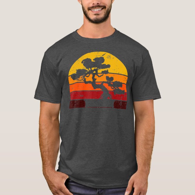 Retro Bonsai Tree Vintage Sunset Bonsai T-Shirt (Front)