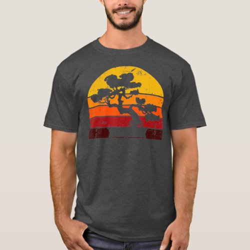 Retro Bonsai Tree Vintage Sunset Bonsai T_Shirt