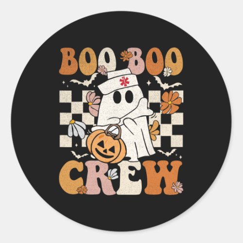 Retro Boo Boo Crew Halloween Nurse Ghost Paramedic Classic Round Sticker