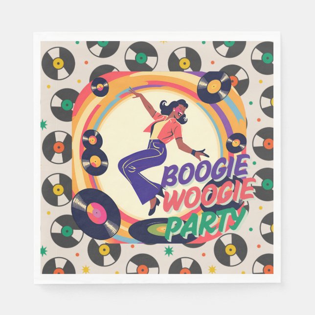 Retro Boogie Woogie Party Paper  Napkins (Front)