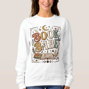 Retro Book Babe Mystical Celestial Witchy Bookish Sweatshirt