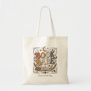 Retro Book Babe Mystical Celestial Witchy Bookish Tote Bag