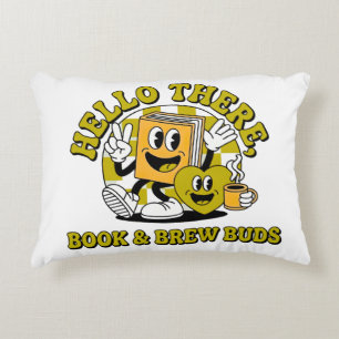 Retro Book & Brew Buds Reading Lumbar Pillow