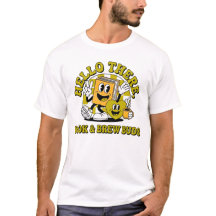 Retro Book & Brew Buds Vintage Cartoon T-Shirt