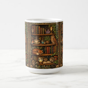 Retro book lover woodland animals coffee mug