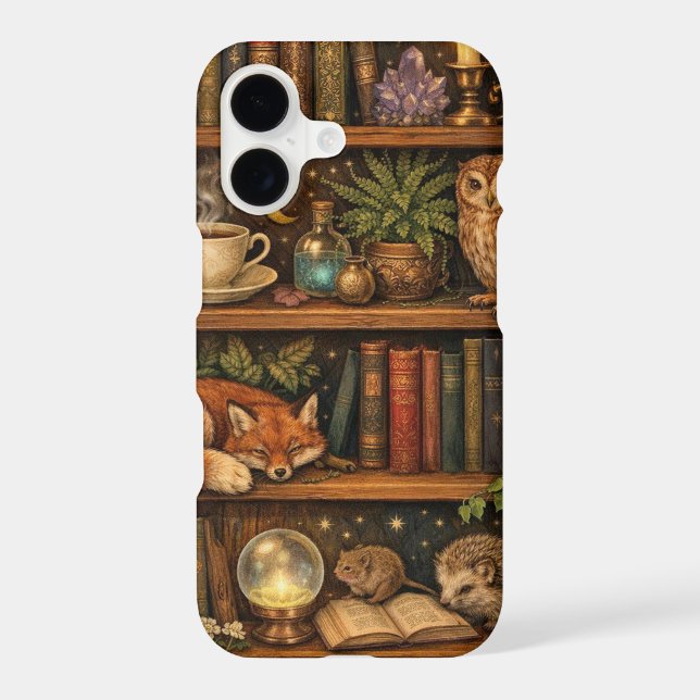 Retro book lover woodland animals iPhone case (Back)