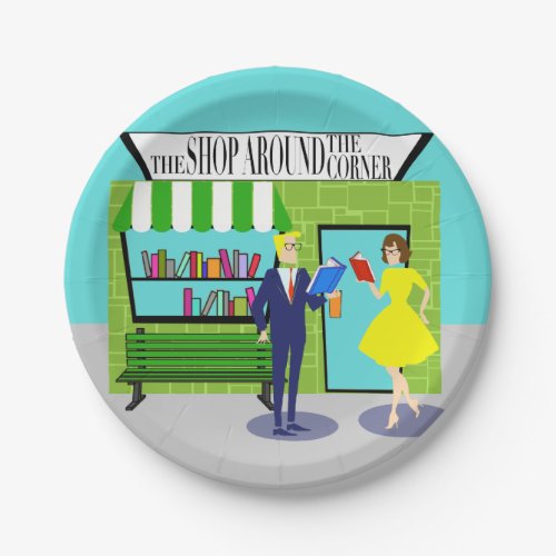 Retro Book Lovers Paper Plate