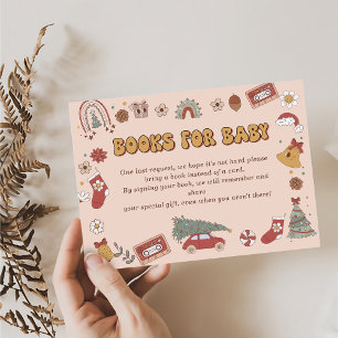 Retro Books for Baby Christmas Santa Baby Shower Enclosure Card