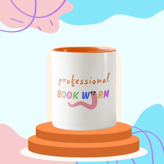 Retro Bookworm reading lovers peronalized Two-Tone Coffee Mug (Creator Uploaded)