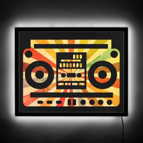 Retro Boom Box Burst Design Illuminated Sign