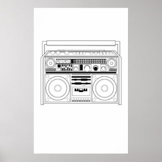 Retro Boom box/Ghetto Blaster T-shirt Poster