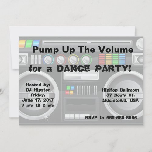 retro boombox dance party customize invitation