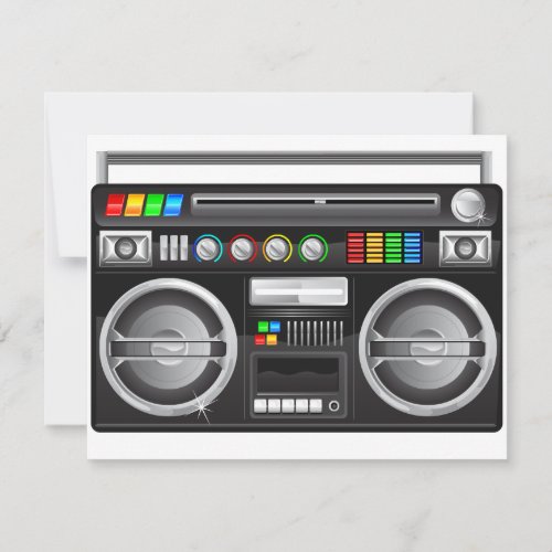 retro boombox ghetto blaster graphic custom invitation