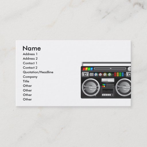 Customizable retro boombox ghetto blaster graphic business card template