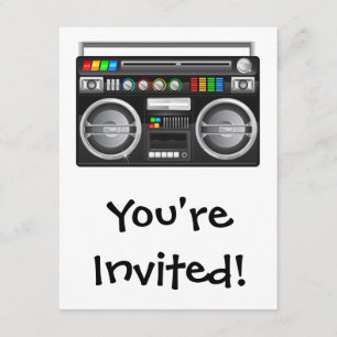 retro boombox ghetto blaster graphic invitation