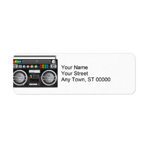 retro boombox ghetto blaster graphic label