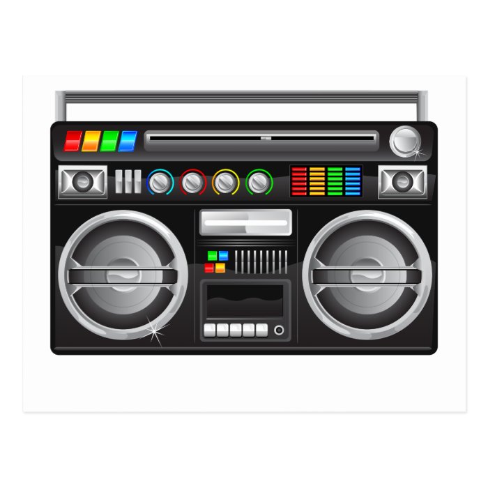 retro boombox ghetto blaster graphic post card