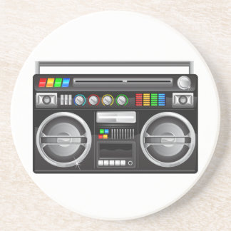 retro boombox ghetto blaster graphic sandstone coaster