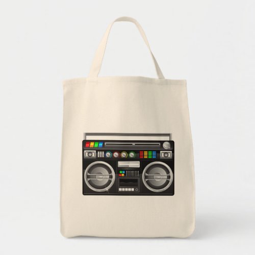 retro boombox ghetto blaster graphic tote bag