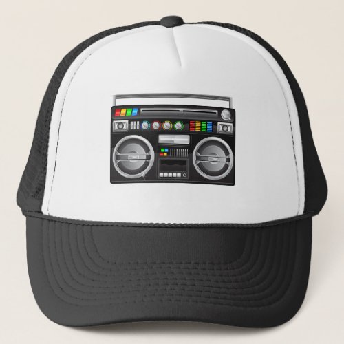 retro boombox ghetto blaster graphic trucker hat