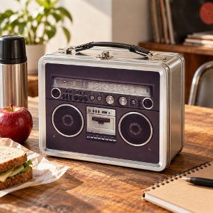 Retro Boombox Ghetto Blaster Music Metal Lunch Box