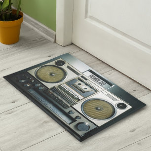 Retro Boombox Gray Doormat