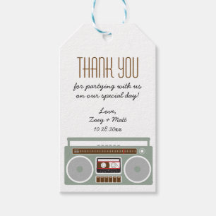 Retro Boombox Indie Mixtape Wedding Red / Black Gift Tags