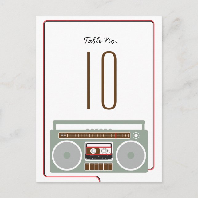 Retro Boombox Indie Mixtape Wedding Red / Black Postcard (Front)