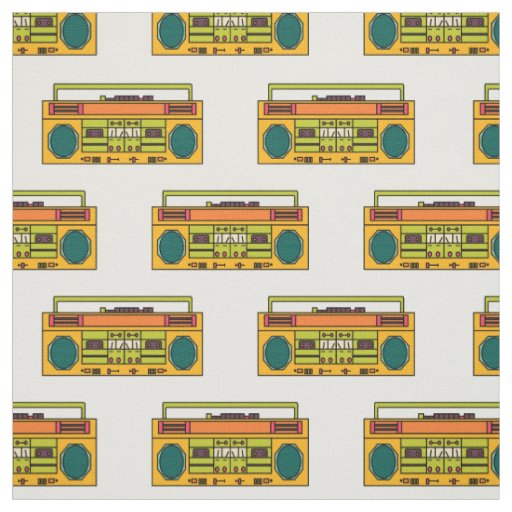 retro boombox pattern fabric