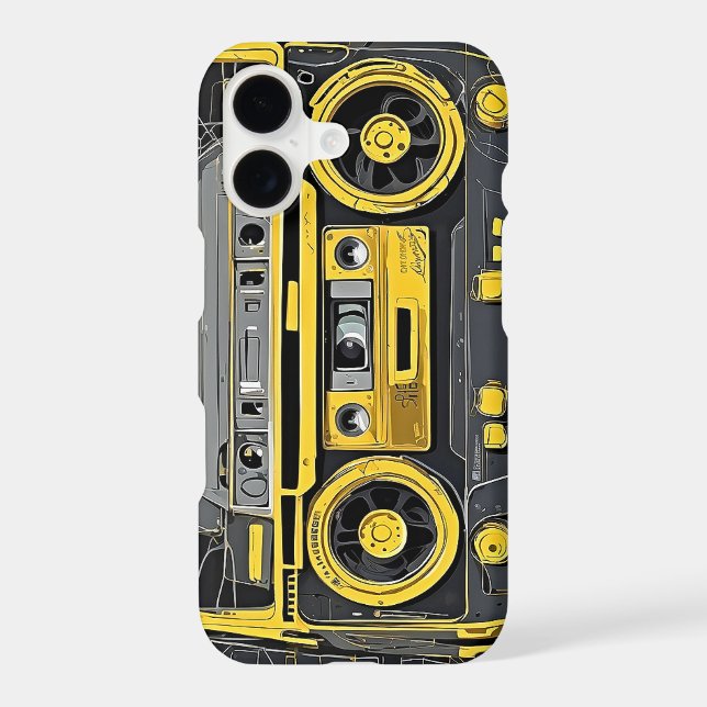 Retro Boombox Sketch iPhone Case (Back)