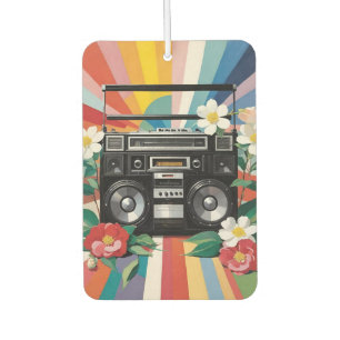 Retro Boombox With Rainbows And Flowers Air Freshener