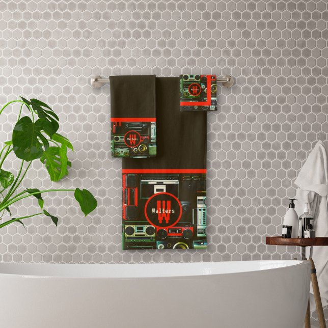 Retro Boomboxes Bath Towel Set (Creator Uploaded)